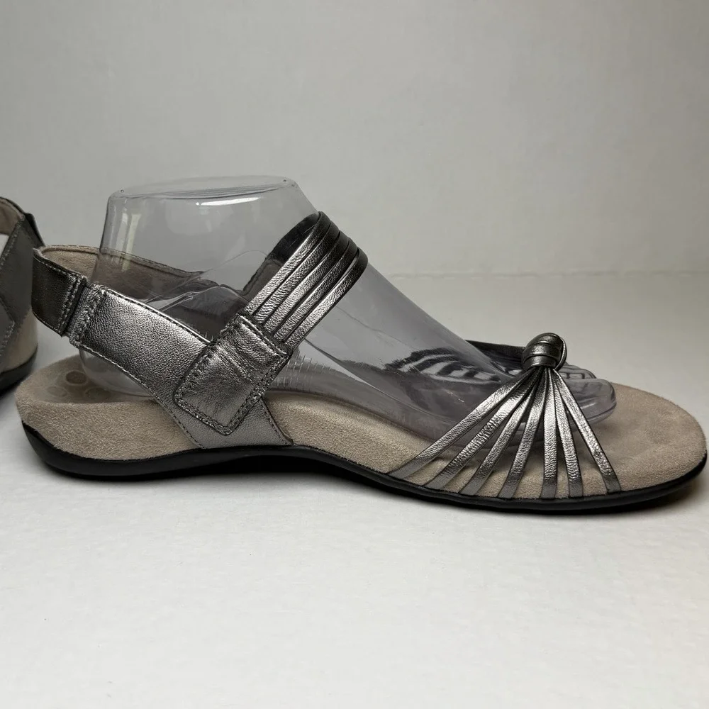 Vionic Talulah Sandals Size 10 Pewter Gray Metallic Adjustable Arch Support